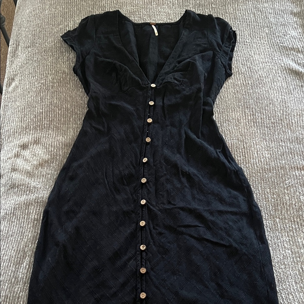 Free People Black Button-Down Dress